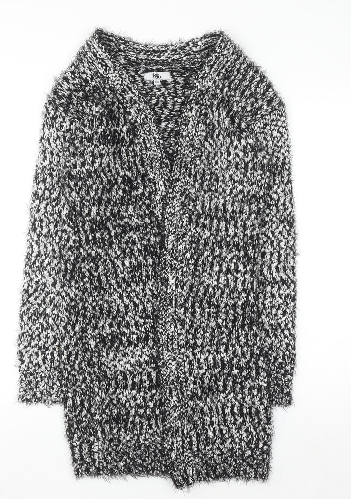 Be You Women’s Black White Chunky Knit Open Cardigan Size 8-10
