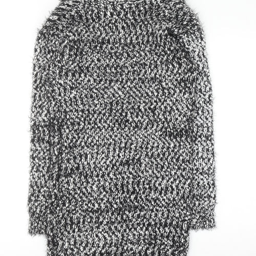 Be You Women’s Black White Chunky Knit Open Cardigan Size 8-10