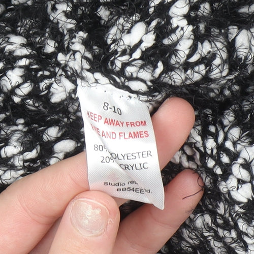 Be You Women’s Black White Chunky Knit Open Cardigan Size 8-10