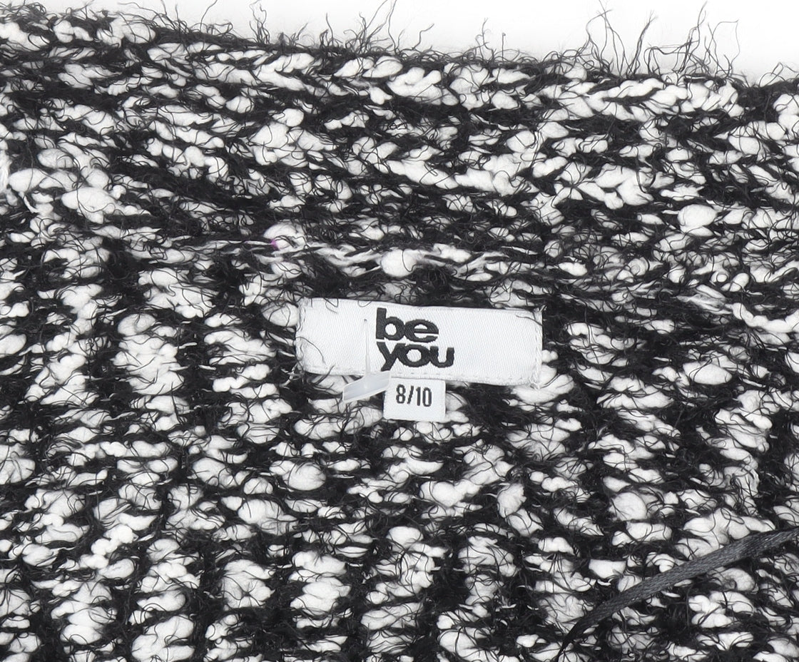 Be You Women’s Black White Chunky Knit Open Cardigan Size 8-10