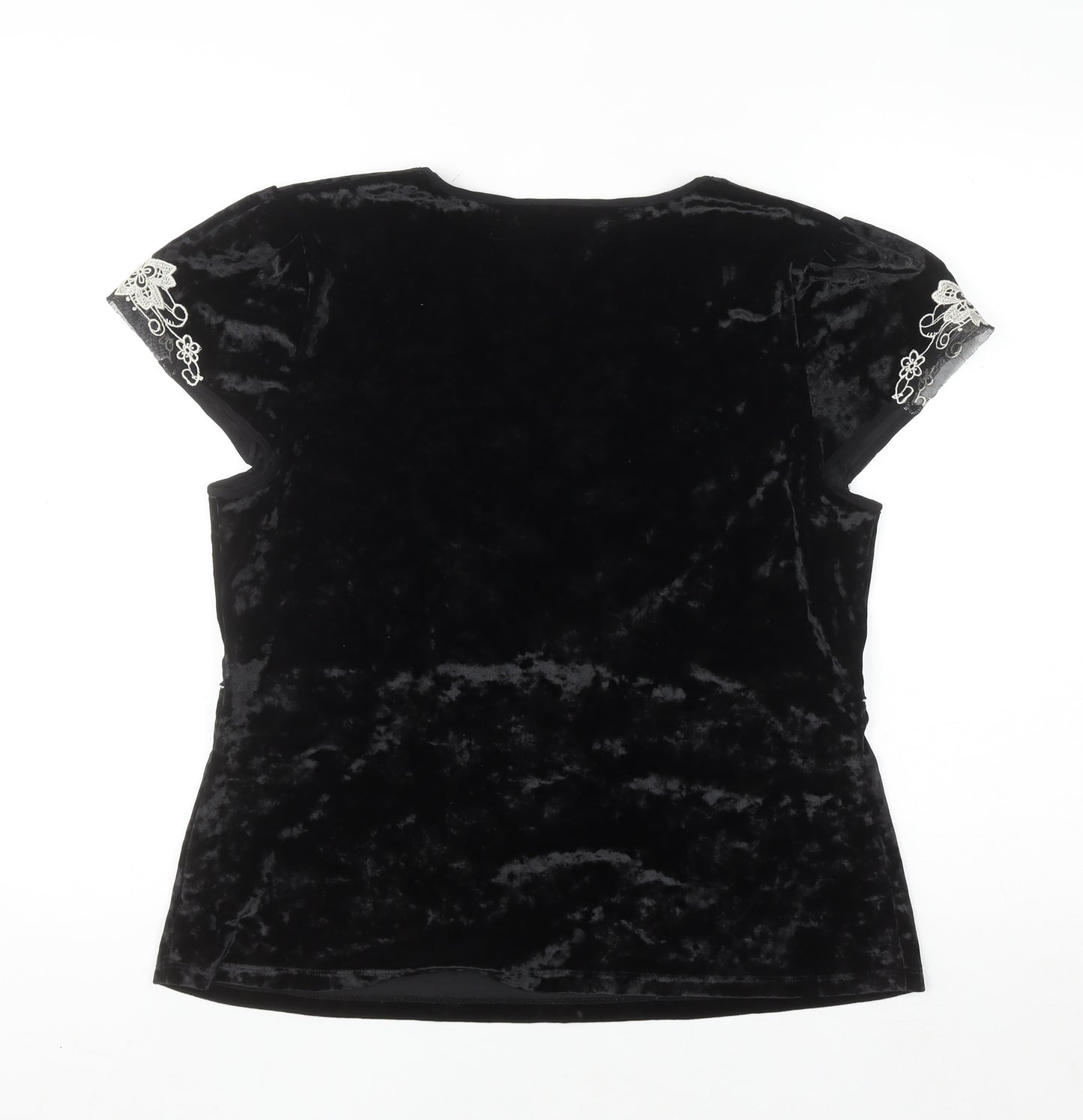 Next Women's Black Velvet Wrap Blouse UK 18 Embroidered Party Top