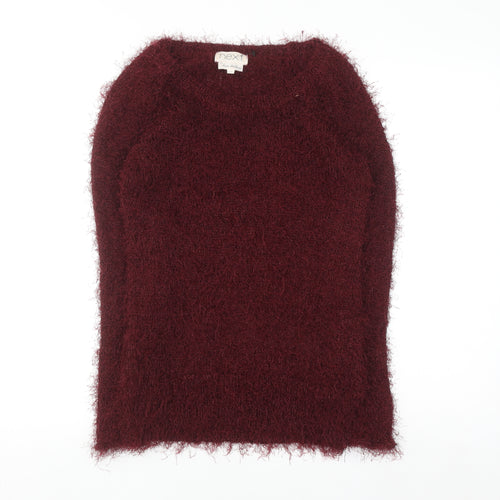 Next Women's Red Fuzzy Knit Pullover Jumper Size S