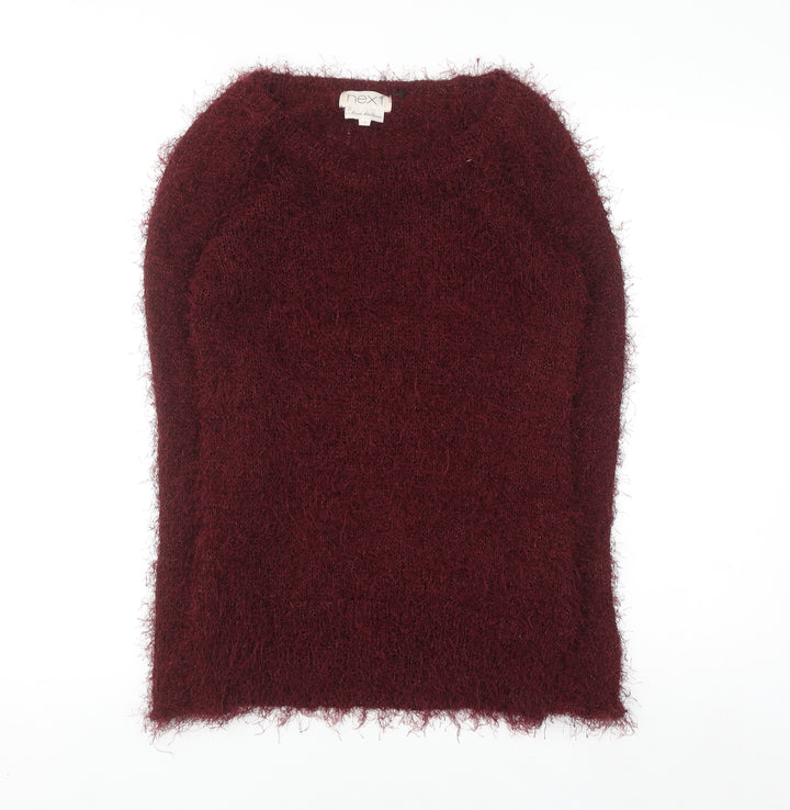 Next Women's Red Fuzzy Knit Pullover Jumper Size S