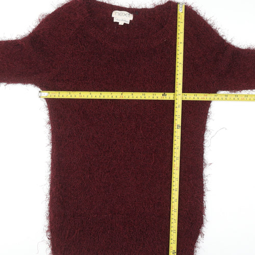 Next Women's Red Fuzzy Knit Pullover Jumper Size S