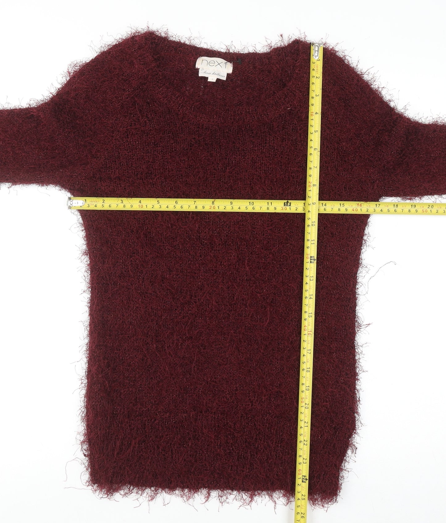 Next Women's Red Fuzzy Knit Pullover Jumper Size S