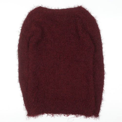 Next Women's Red Fuzzy Knit Pullover Jumper Size S