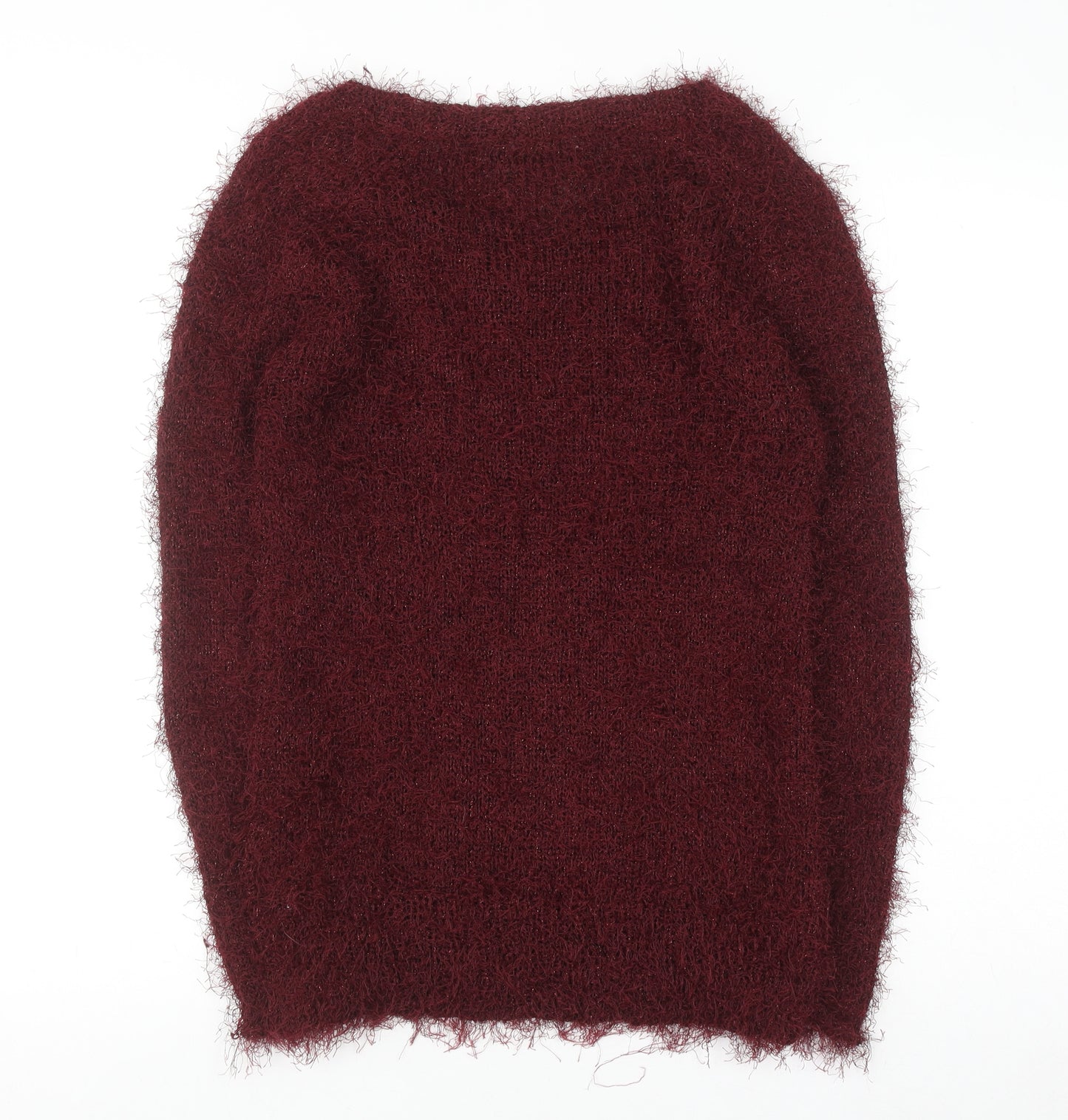 Next Women's Red Fuzzy Knit Pullover Jumper Size S