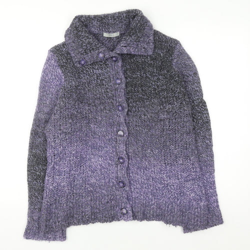 Marks and Spencer Womens Purple Long Sleeve Collared Cardigan Size 16