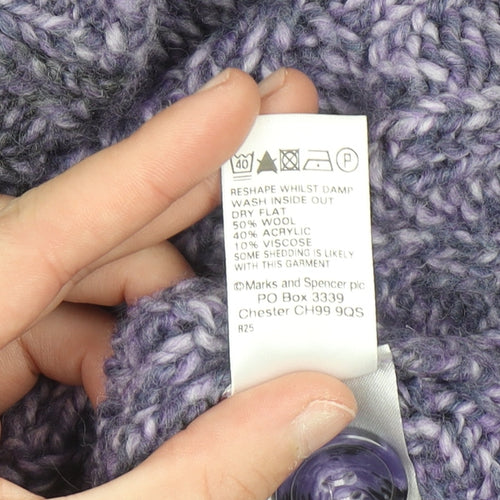 Marks and Spencer Womens Purple Long Sleeve Collared Cardigan Size 16
