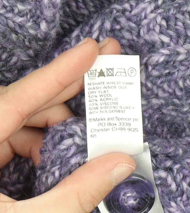 Marks and Spencer Womens Purple Long Sleeve Collared Cardigan Size 16