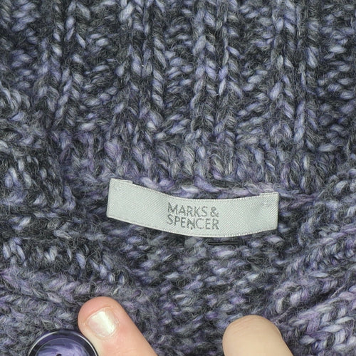Marks and Spencer Womens Purple Long Sleeve Collared Cardigan Size 16