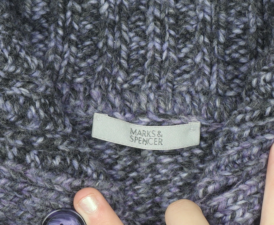 Marks and Spencer Womens Purple Long Sleeve Collared Cardigan Size 16