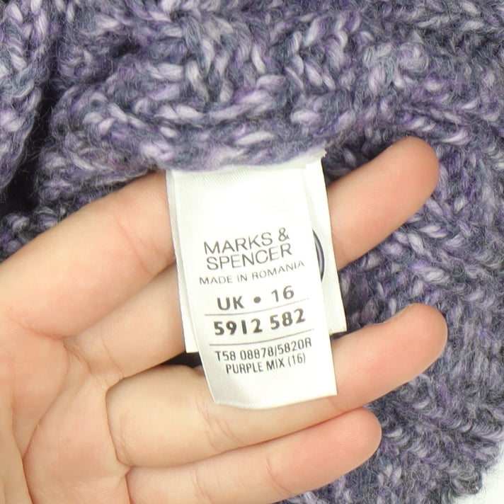 Marks and Spencer Womens Purple Long Sleeve Collared Cardigan Size 16