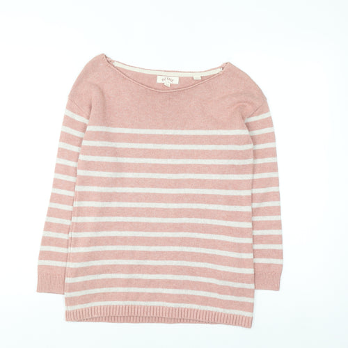 Fat Face Women’s Pink Striped Cotton Boat Neck Jumper Size 6