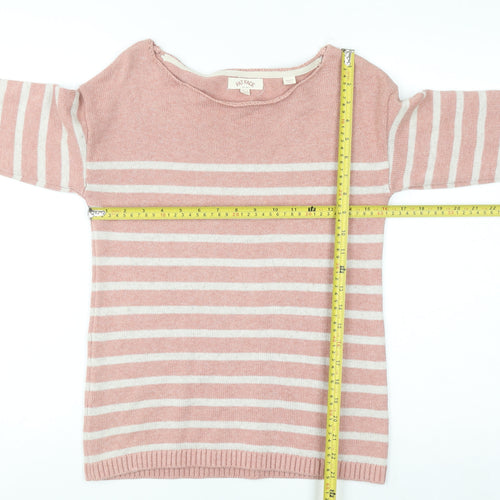 Fat Face Women’s Pink Striped Cotton Boat Neck Jumper Size 6