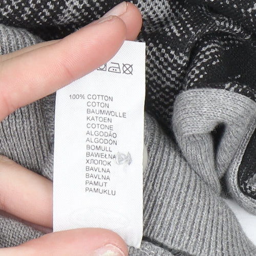 Eastpak Womens Grey XL Button Cardigan 100% Cotton Knit Graphic Print