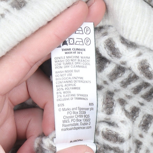 Marks and Spencer Men's Beige Waffle Knit Wool Blend Jumper M
