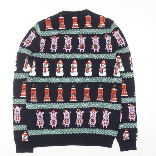 Marks and Spencer Men's Blue Christmas Cotton Jumper Size S