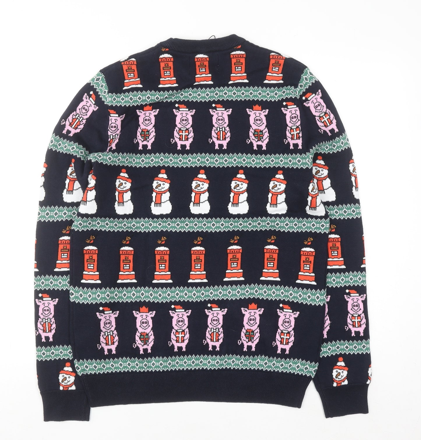 Marks and Spencer Men's Blue Christmas Cotton Jumper Size S