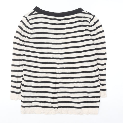 August Silk Women's Black Striped 3/4 Sleeve Knit Top M