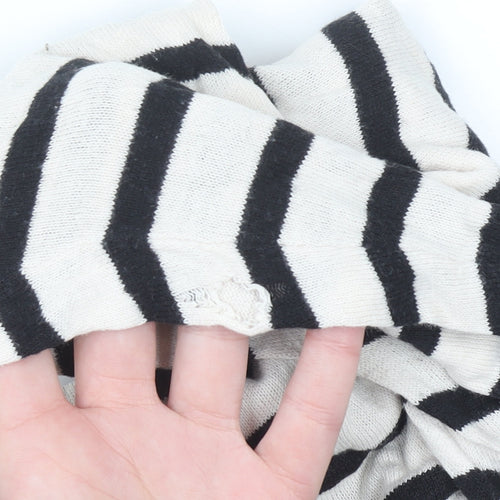 August Silk Women's Black Striped 3/4 Sleeve Knit Top M