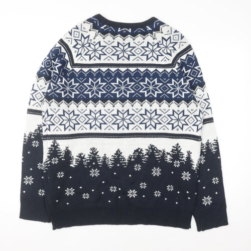 Coca-Cola Men's Blue Christmas Pullover Jumper L Holiday Sweater