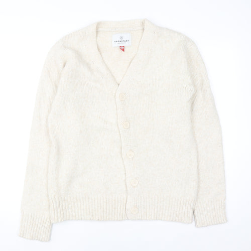 Kronstadt Women Ivory Wool Blend V-Neck Button Cardigan S