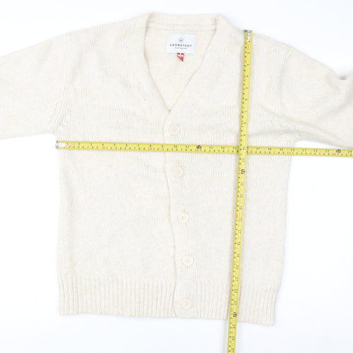Kronstadt Women Ivory Wool Blend V-Neck Button Cardigan S