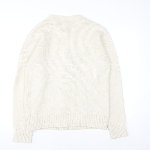 Kronstadt Women Ivory Wool Blend V-Neck Button Cardigan S
