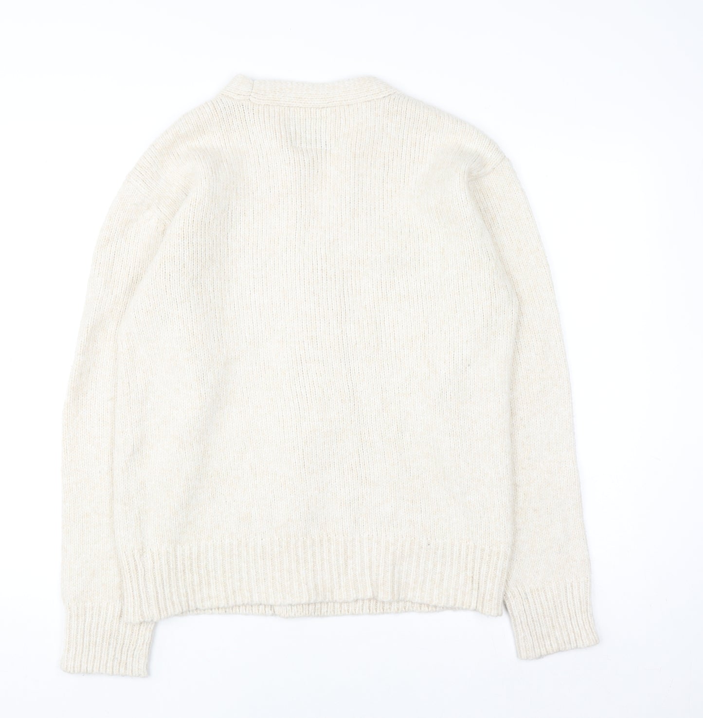 Kronstadt Women Ivory Wool Blend V-Neck Button Cardigan S