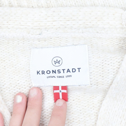 Kronstadt Women Ivory Wool Blend V-Neck Button Cardigan S