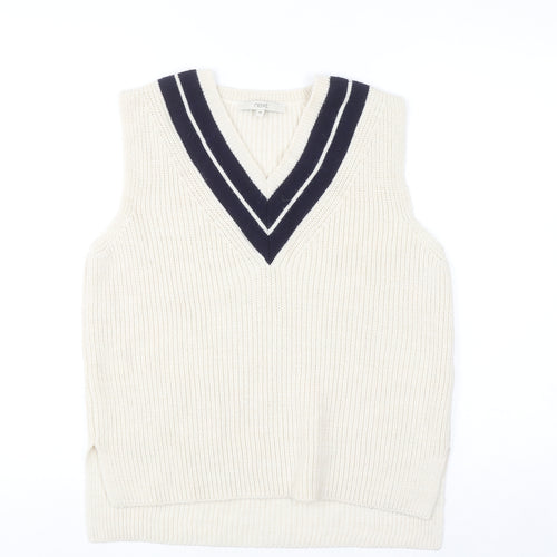 Next Men Ivory V-Neck Sleeveless Knit Vest Jumper M