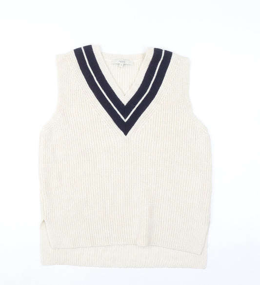 Next Men Ivory V-Neck Sleeveless Knit Vest Jumper M
