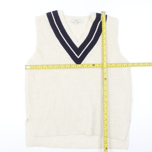 Next Men Ivory V-Neck Sleeveless Knit Vest Jumper M