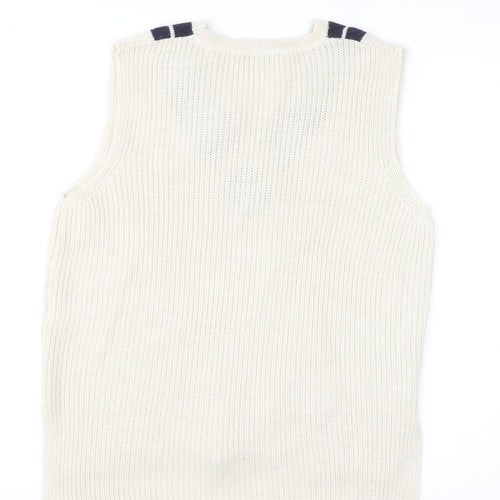 Next Men Ivory V-Neck Sleeveless Knit Vest Jumper M