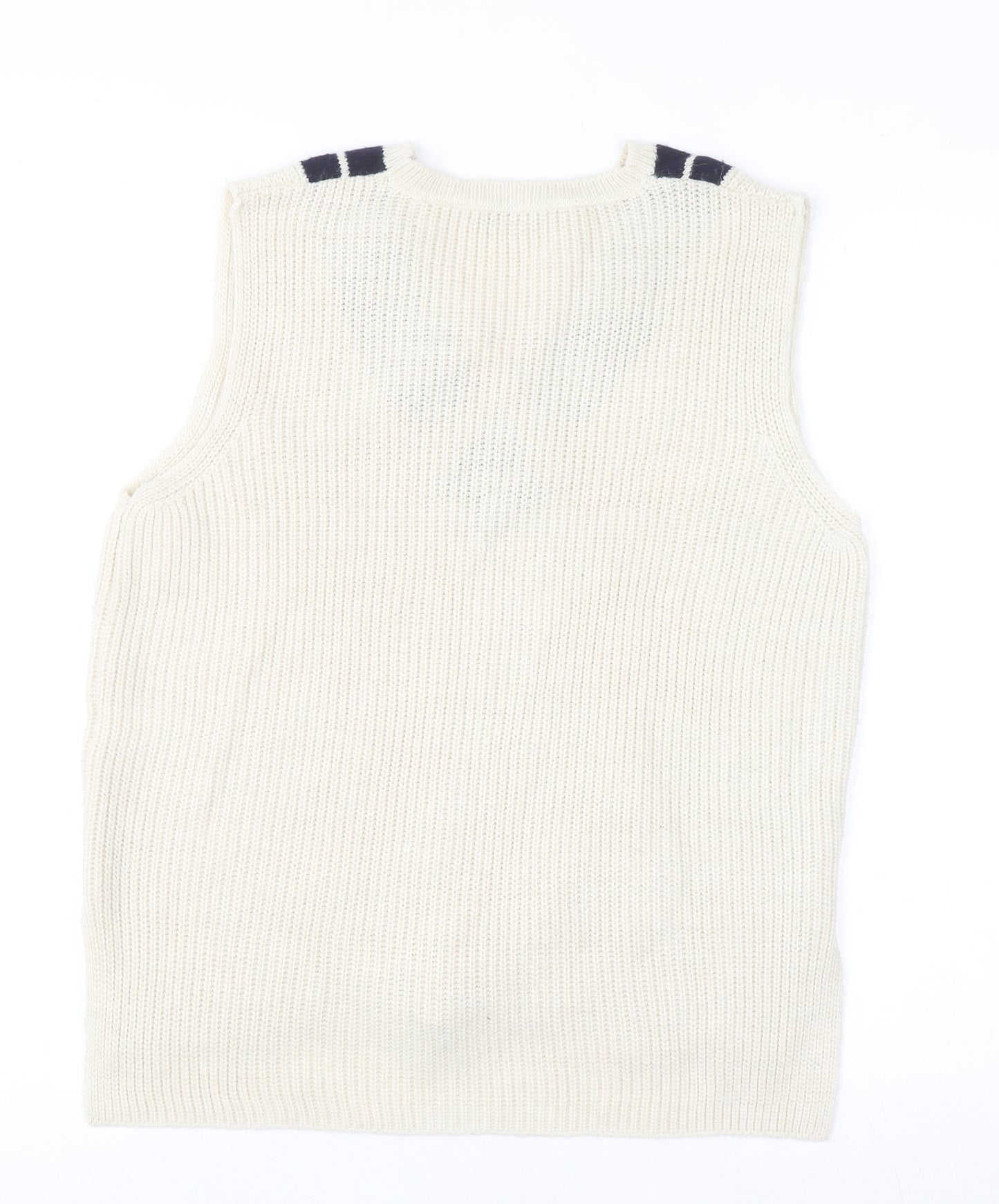Next Men Ivory V-Neck Sleeveless Knit Vest Jumper M