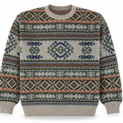 Marks and Spencer St Michael Men's Beige XL Fair Isle Wool Knit Jumper