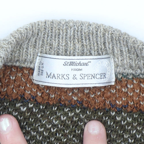 Marks and Spencer St Michael Men's Beige XL Fair Isle Wool Knit Jumper