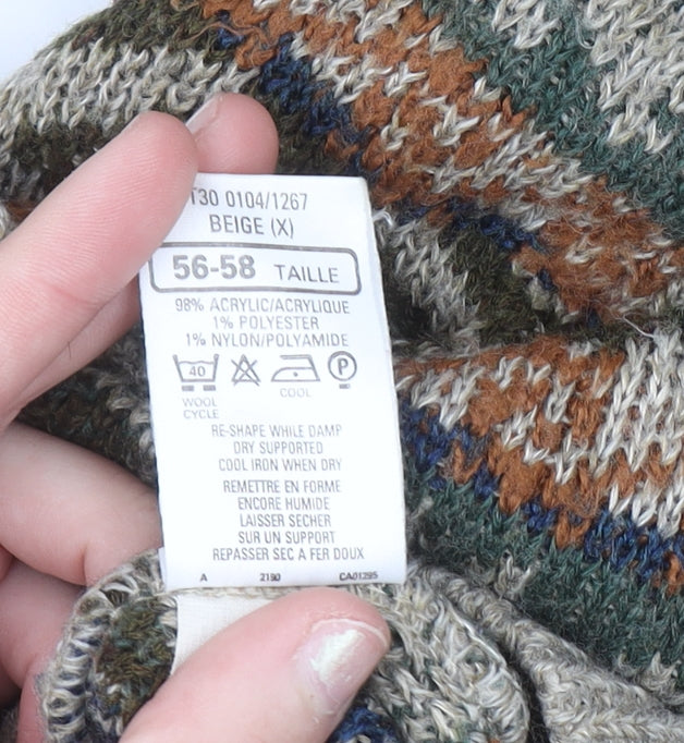 Marks and Spencer St Michael Men's Beige XL Fair Isle Wool Knit Jumper