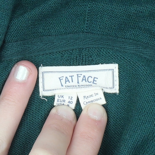 Fat Face Women's Green Wool Blend Long Sleeve Cardigan UK 12