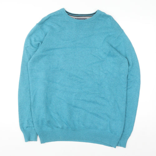 Maine New England Men's Blue Cotton Crew Neck Pullover Jumper M