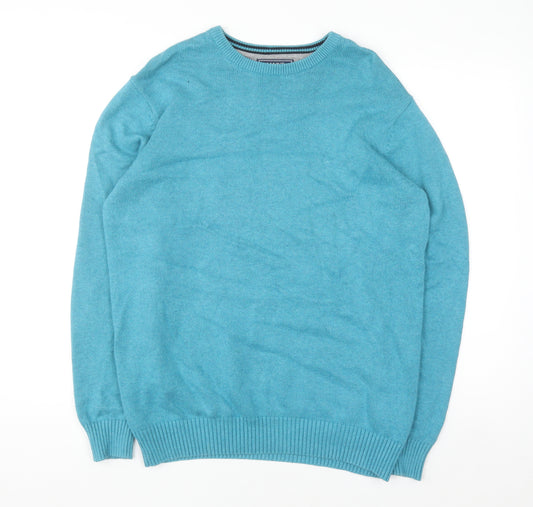 Maine New England Men's Blue Cotton Crew Neck Pullover Jumper M