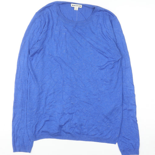 Whistles Women Blue Basic Knit Long Sleeve Top UK 10