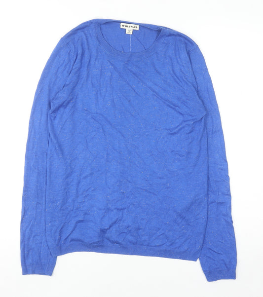 Whistles Women Blue Basic Knit Long Sleeve Top UK 10