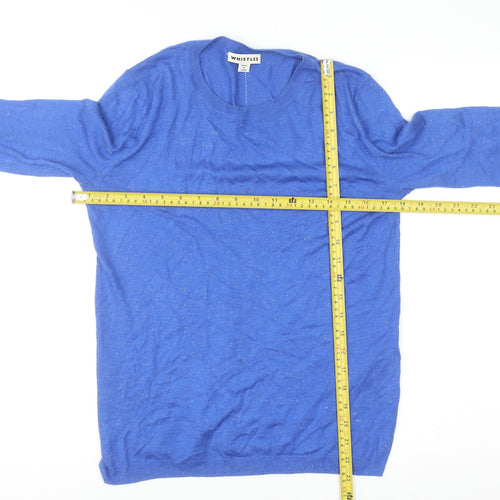 Whistles Women Blue Basic Knit Long Sleeve Top UK 10