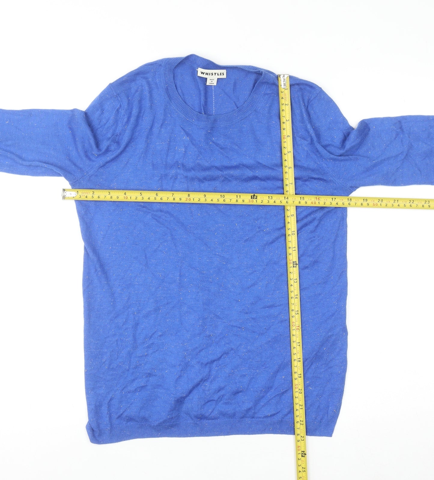 Whistles Women Blue Basic Knit Long Sleeve Top UK 10