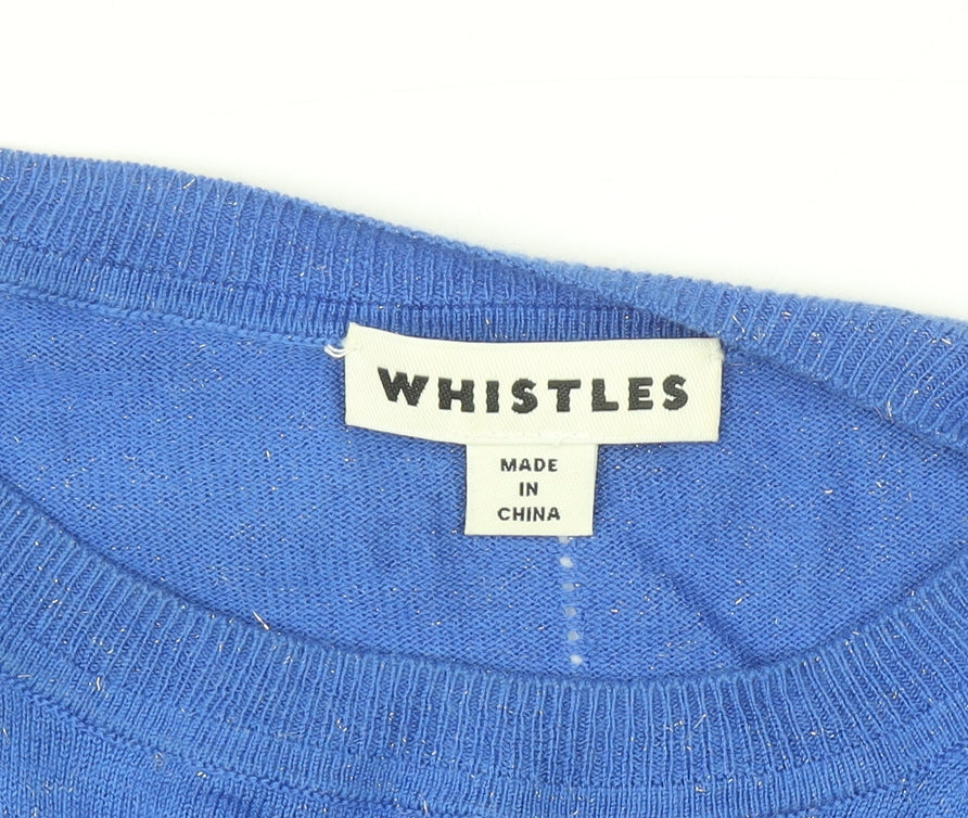 Whistles Women Blue Basic Knit Long Sleeve Top UK 10