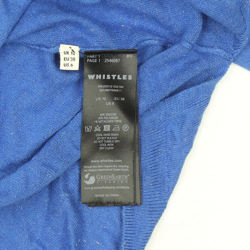 Whistles Women Blue Basic Knit Long Sleeve Top UK 10