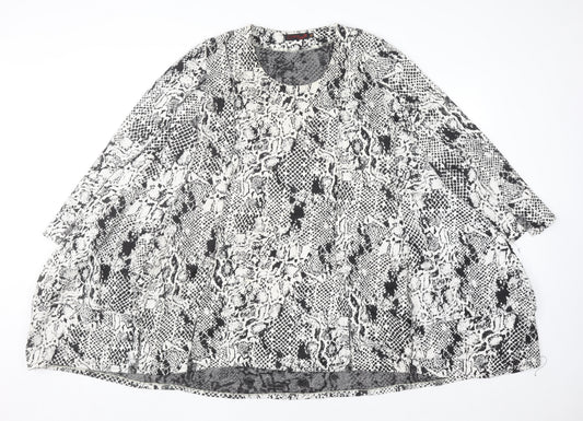 Cover Up Womens Black White Animal Print Tunic Blouse XL