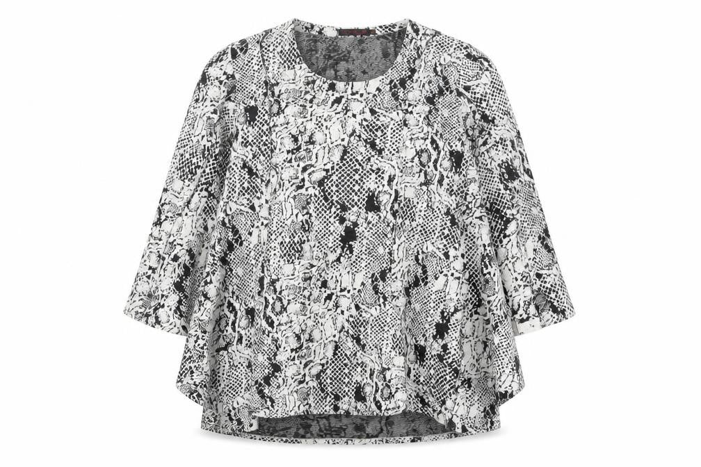 Cover Up Womens Black White Animal Print Tunic Blouse XL